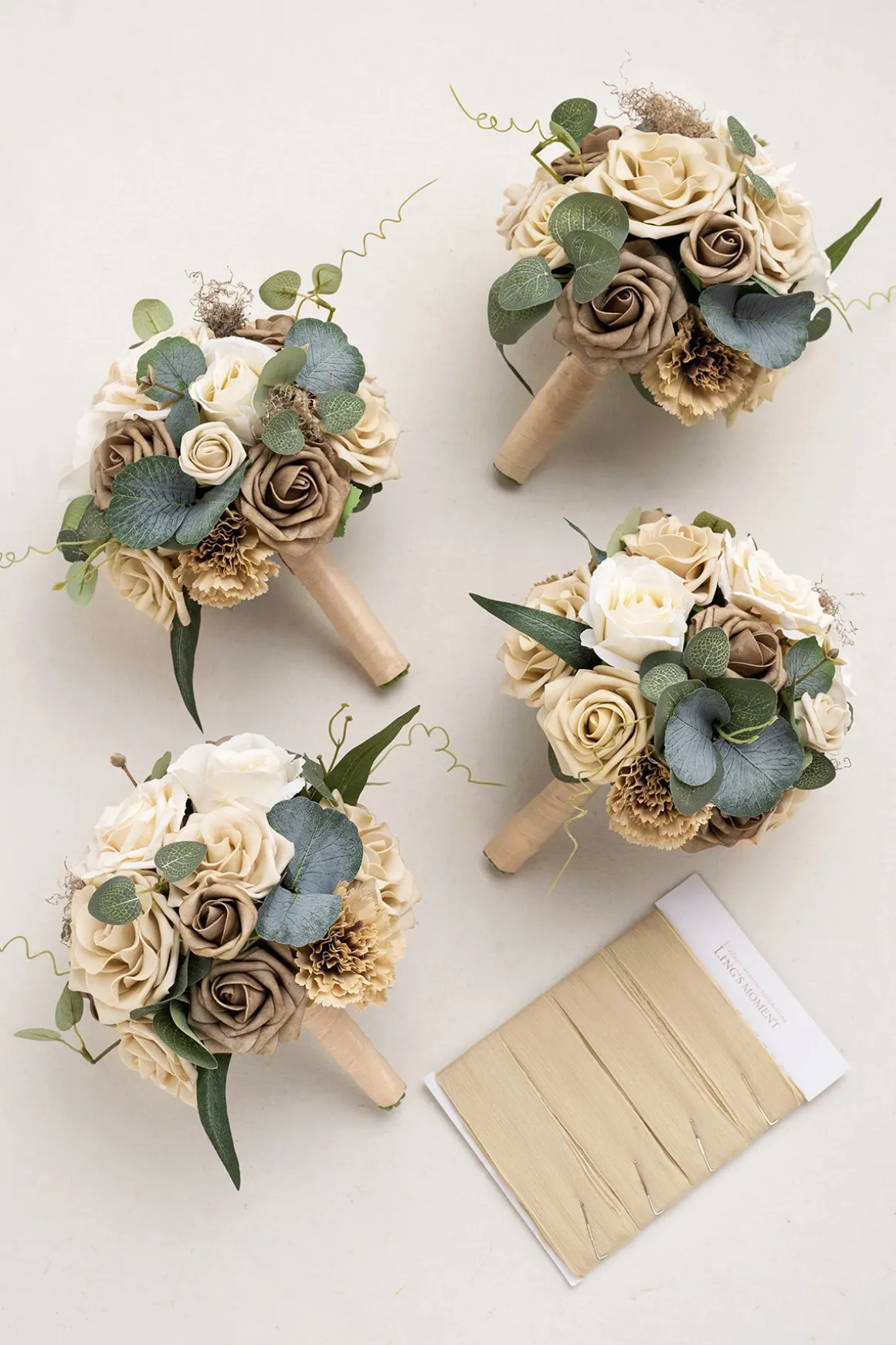 Bridesmaid Bouquet in White & Beige | Clearance
