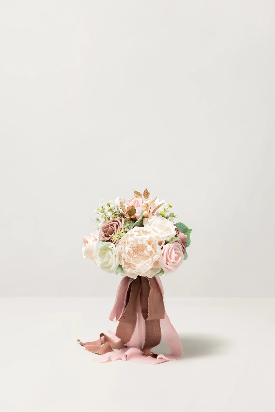 Bridesmaid Bouquets in Dusty Rose & Cream - 7" Round (Set of 4)