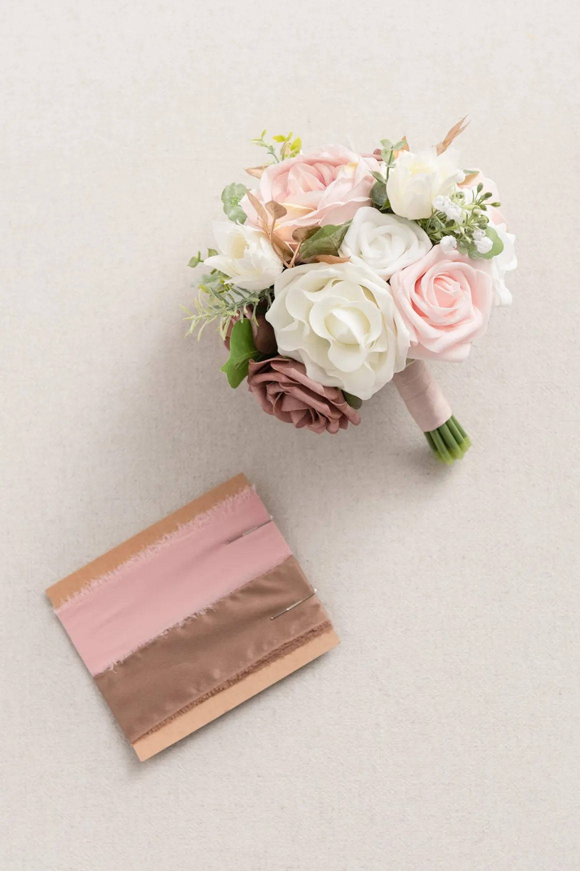 Bridesmaid Bouquets in Dusty Rose & Cream - 7" Round (Set of 4)