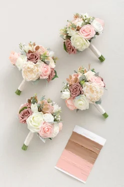 Bridesmaid Bouquets in Dusty Rose & Cream - 7
