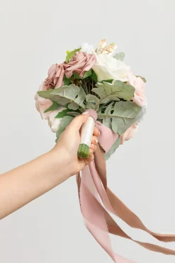 Bridesmaid Bouquets in Dusty Rose & Cream - 7" Round (Set of 1)