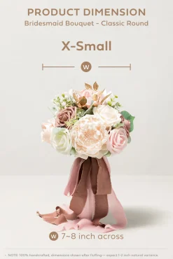 Bridesmaid Bouquets in Dusty Rose & Cream - 7" Round (Set of 1)