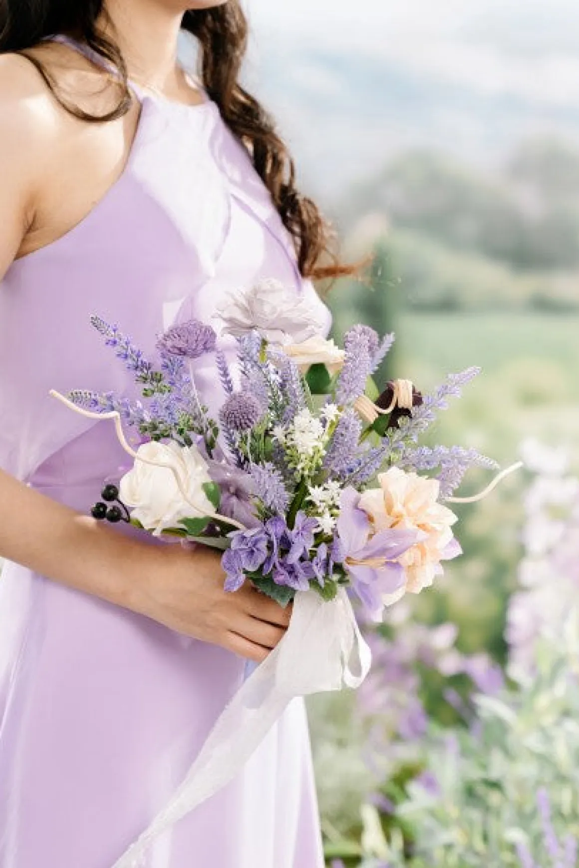 Bridesmaid Bouquets in French Lavender & Plum | Clearance