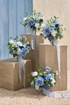 Bridesmaid Bouquets in Timeless French Blue & White | Clearance