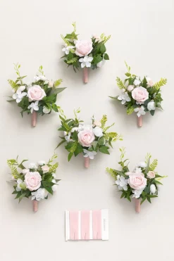 7" Bridesmaid Posy in Blush & White (Set of 6 )
