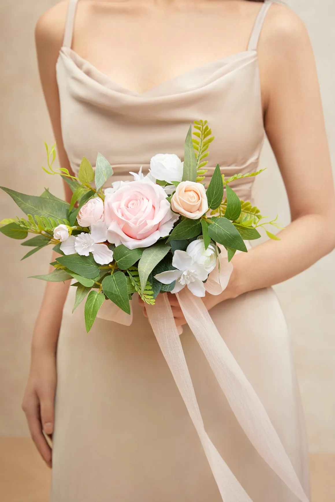 7" Bridesmaid Posy in Blush & White (Set of 6 )