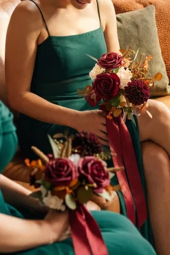 7" Bridesmaid Posy in Burgundy & Burnt Orange (Set of 6)
