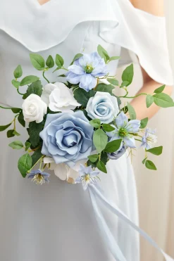 Bridesmaid Posy in Dusty Blue & White | Clearance