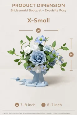 Bridesmaid Posy in Dusty Blue & White | Clearance