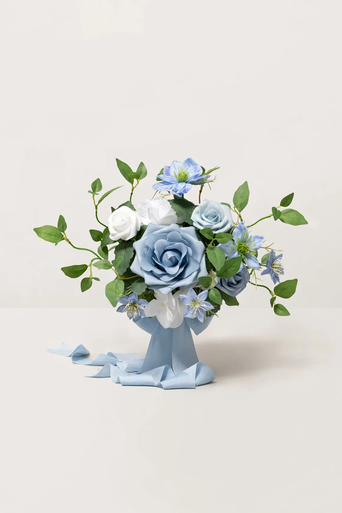 Bridesmaid Posy in Dusty Blue & White | Clearance