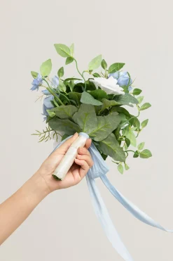 Bridesmaid Posy in Dusty Blue & White | Clearance