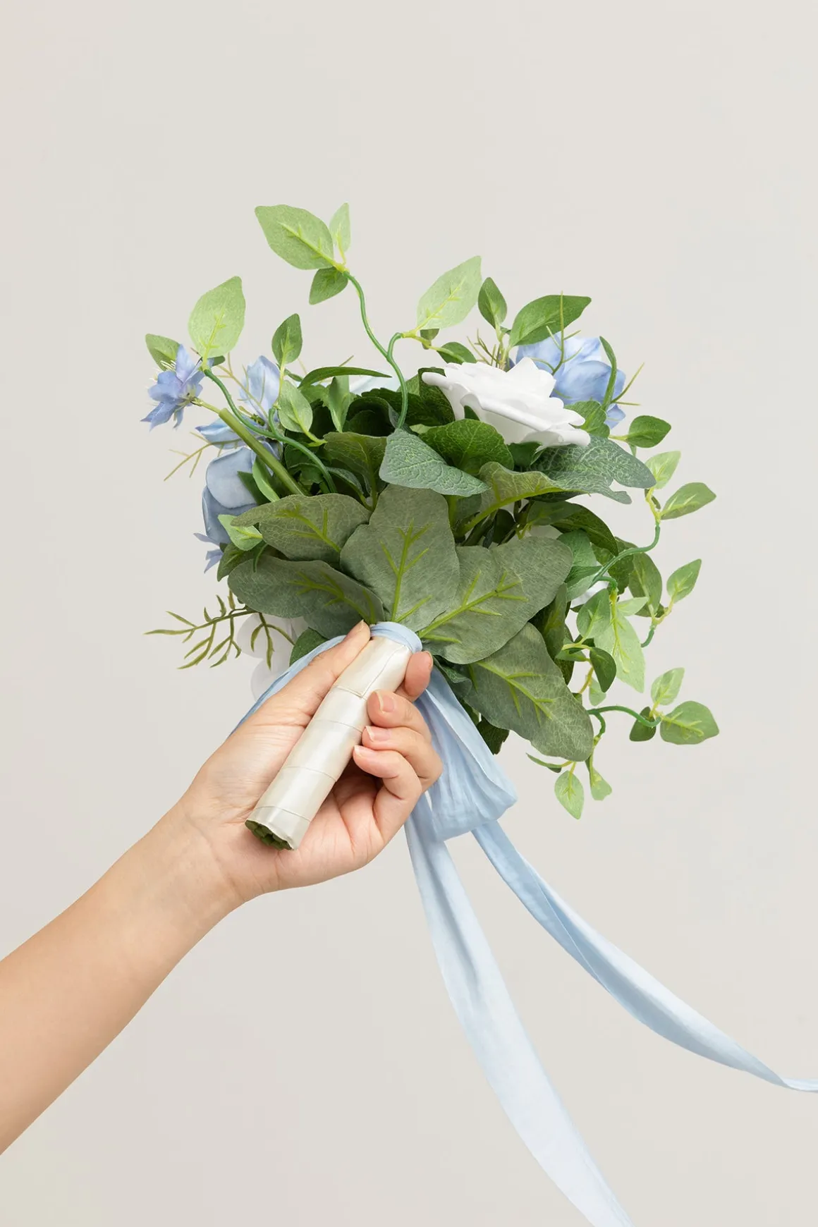 Bridesmaid Posy in Dusty Blue & White | Clearance