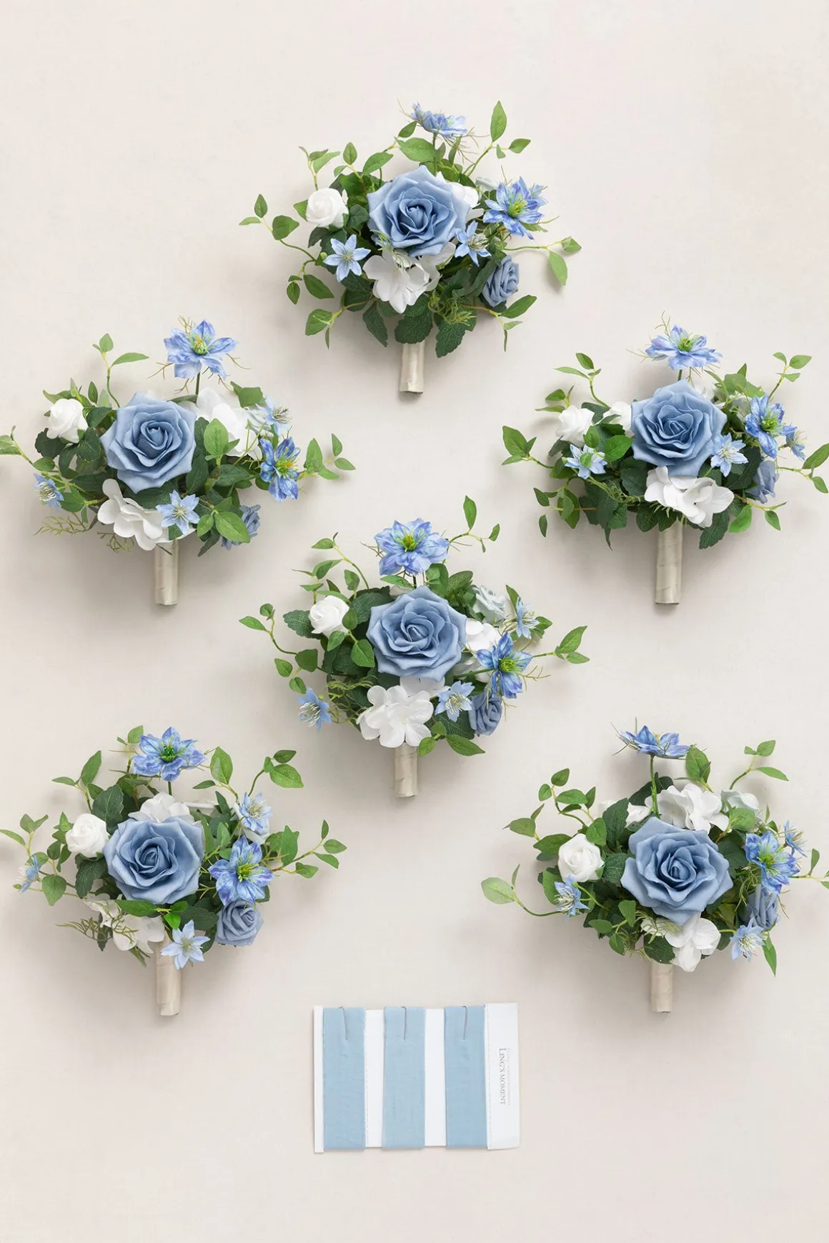 Bridesmaid Posy in Dusty Blue & White | Clearance