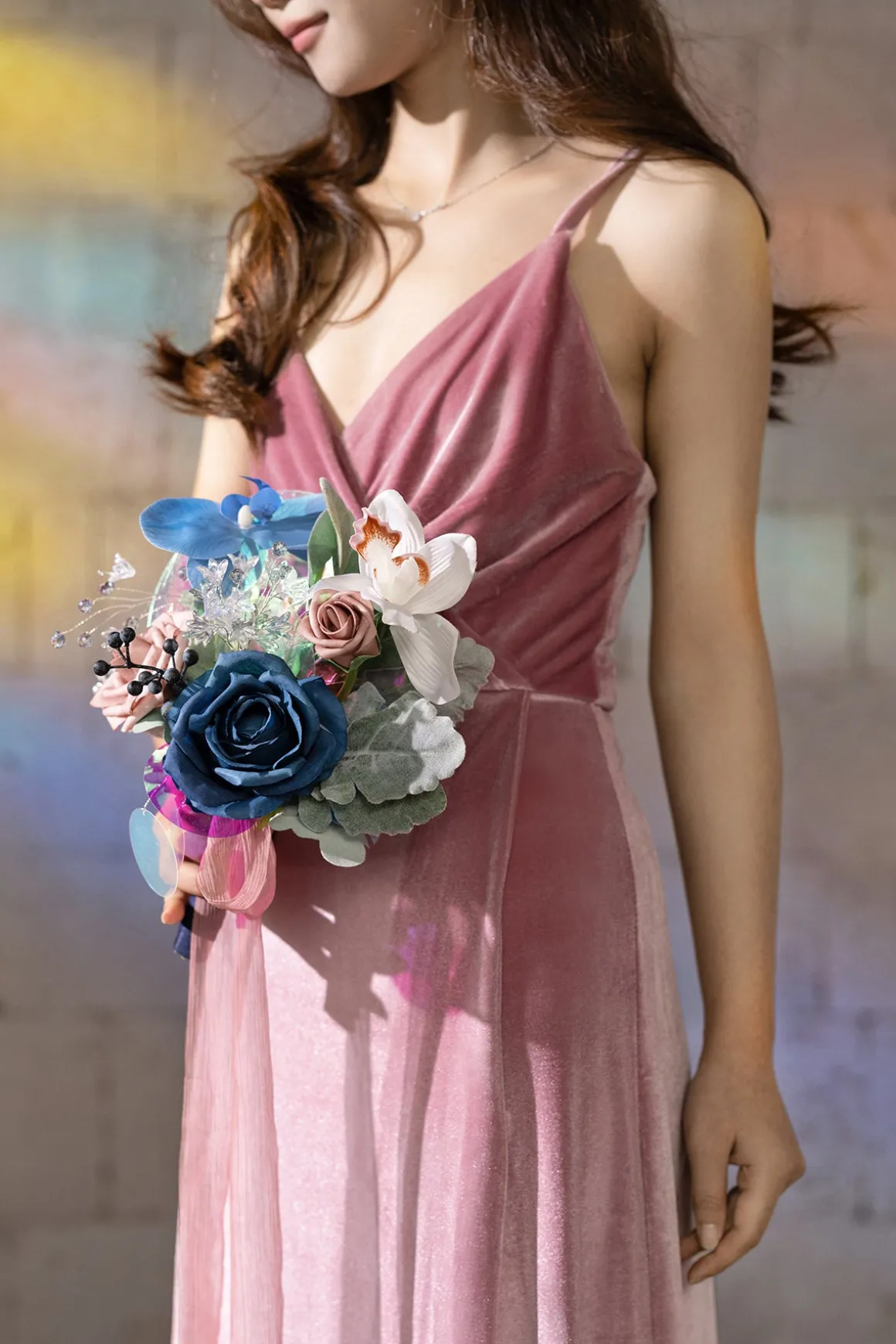 Bridesmaid Posy in Dusty Rose & Navy | Clearance