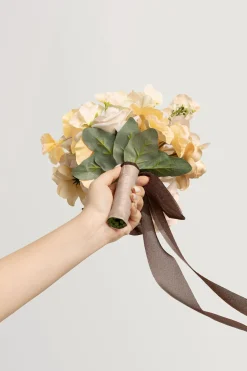 Bridesmaid Posy in Earth Brown & Butter Yellow | Clearance