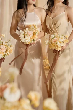 Bridesmaid Posy in Earth Brown & Butter Yellow (Set of 6)