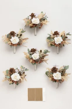Bridesmaid Posy in Earth Brown & Beige (Set of 6)