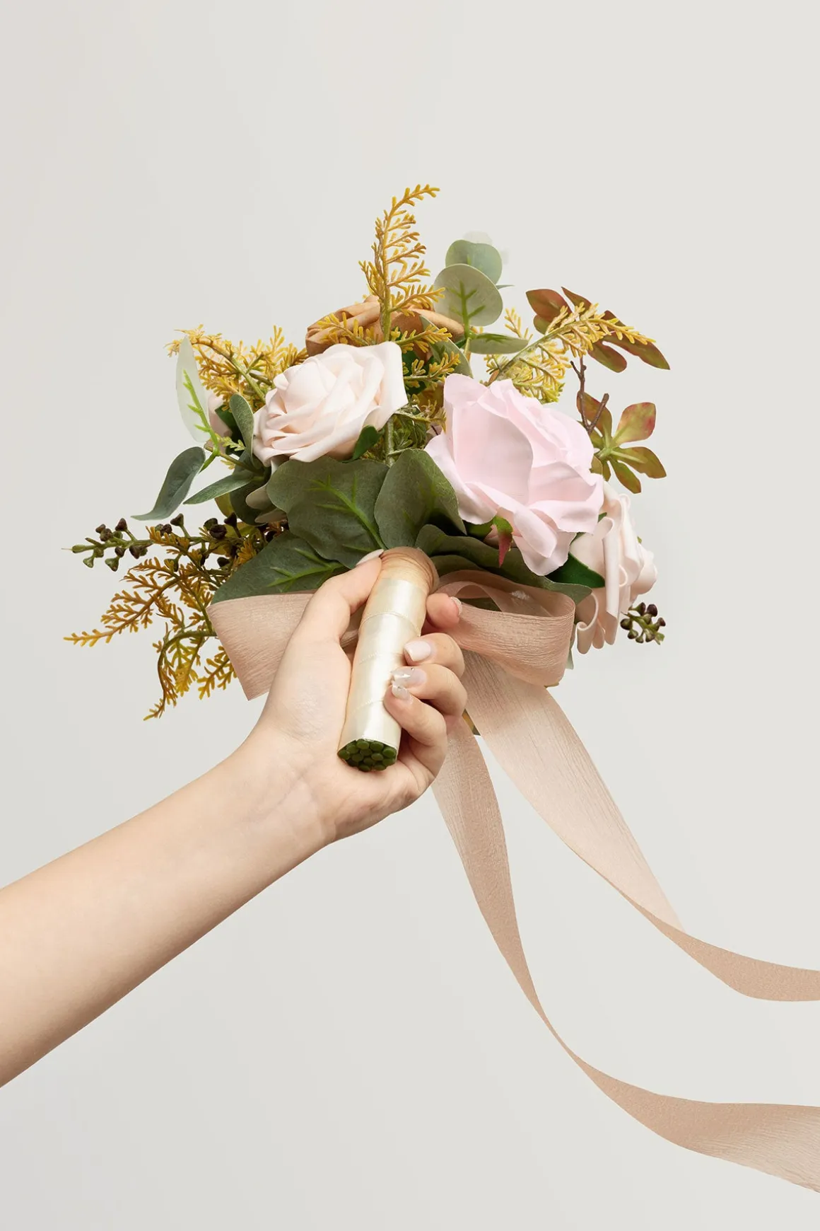 Bridesmaid Posy in Powder Pink & Olive Green