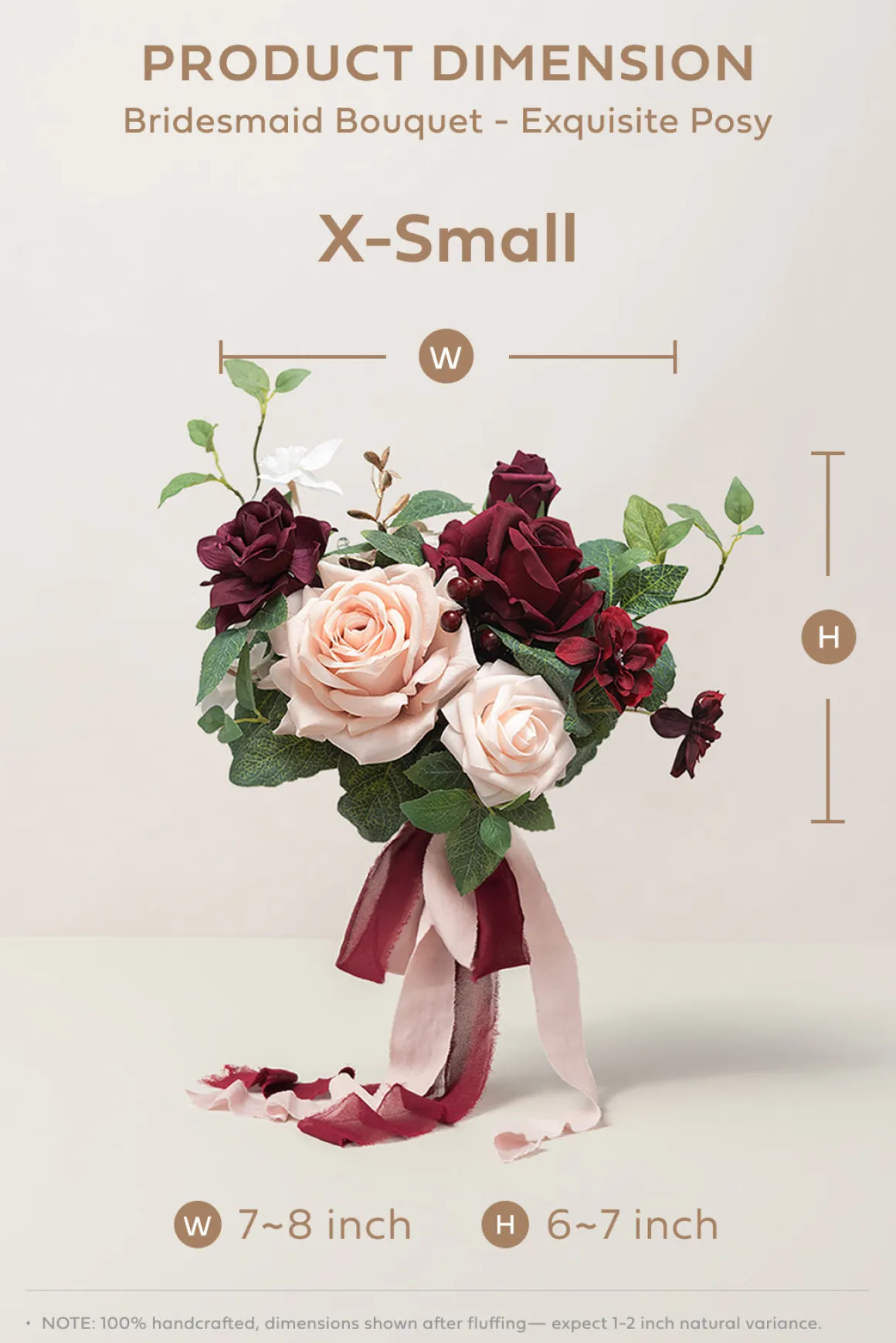 7" Bridesmaid Posy in Romantic Marsala (Set of 1 )
