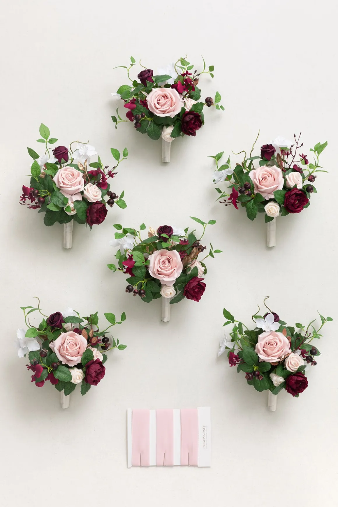 7" Bridesmaid Posy in Romantic Marsala (Set of 6 )