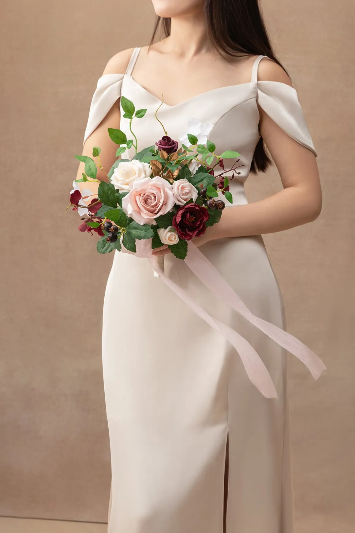 7" Bridesmaid Posy in Romantic Marsala (Set of 6 )