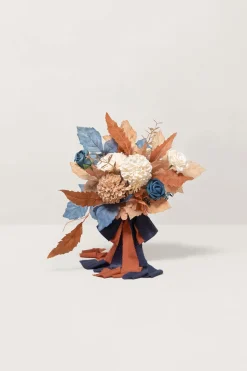 Bridesmaid Posy in Russet Orange & Denim Blue | Clearance