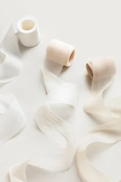 Brown & White & Almond Chiffon Ribbons 1.5" w x 6 Yards (Set of 3) | Clearance