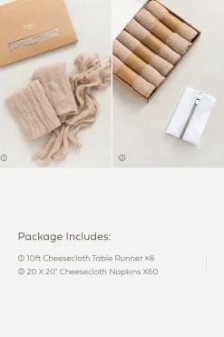 Cheesecloth Napkins & Table Runner Set for Reception