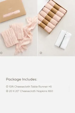 Cheesecloth Napkins & Table Runner Set for Reception