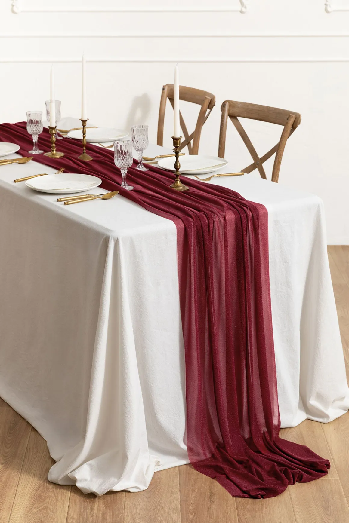 Cheesecloth Table Runner - Burgundy(10ft) | Clearance