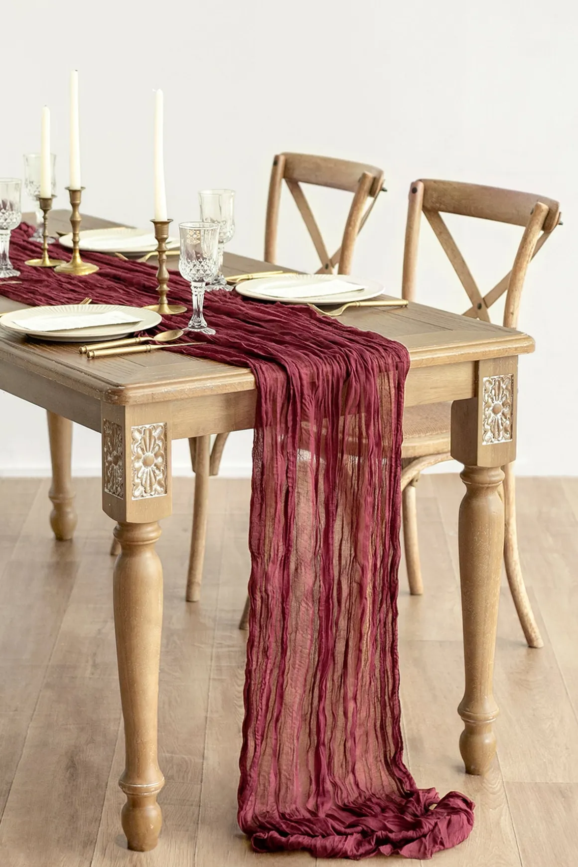 Cheesecloth Table Runner - Burgundy(10ft) | Clearance