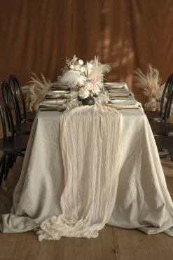 Cheesecloth Table Runner in Ivory