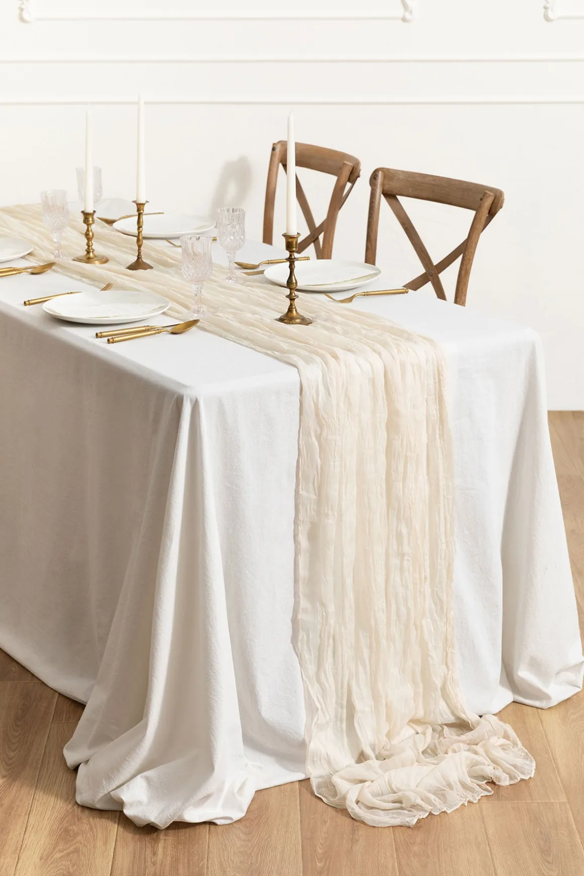 Cheesecloth Table Runner in Ivory