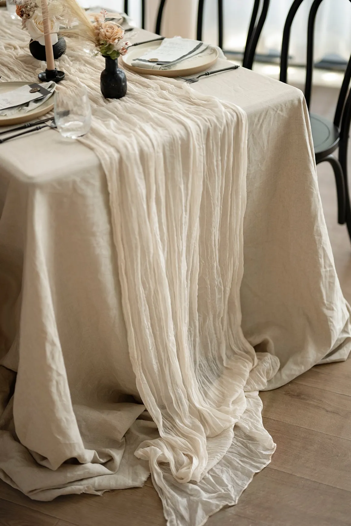 Cheesecloth Table Runner in Ivory