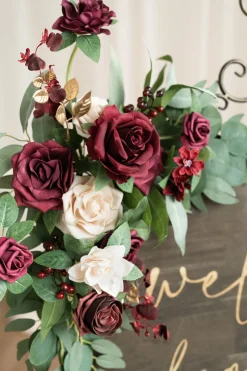 Combo Set Flower Sign Decor in Romantic Marsala | Clearance