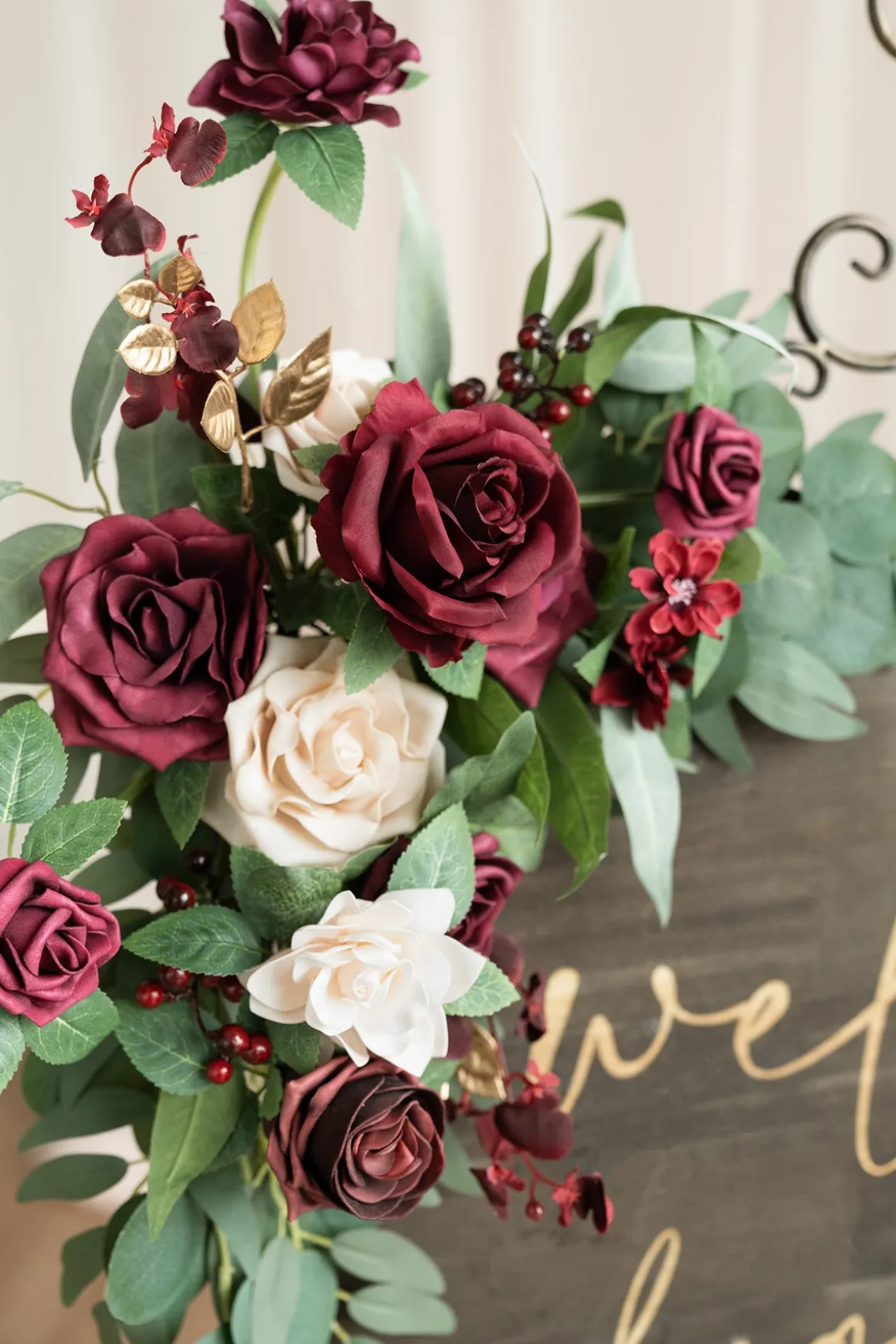 Combo Set Flower Sign Decor in Romantic Marsala | Clearance