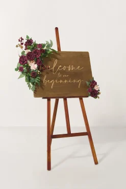 Combo Set Flower Sign Decor in Romantic Marsala | Clearance