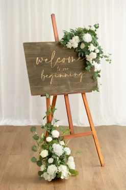 Deluxe Combo Set Flower Sign Decor in White & Sage