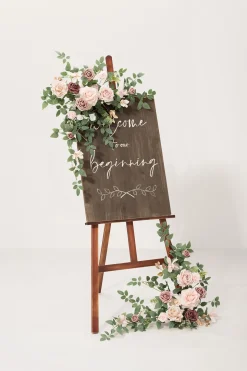 Deluxe Combo Set Flower Sign Decor in Dusty Rose & Cream