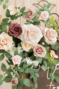 Deluxe Combo Set Flower Sign Decor in Dusty Rose & Cream
