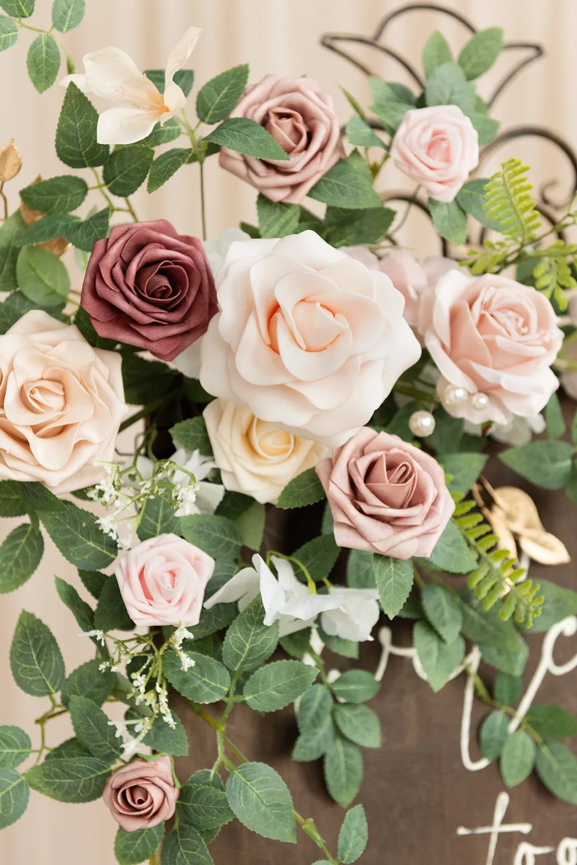 Deluxe Combo Set Flower Sign Decor in Dusty Rose & Cream