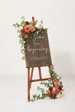 Deluxe Combo Set Flower Sign Decor in Sunset Terracotta