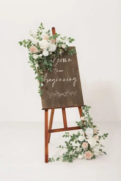 Deluxe Combo Set Flower Sign Decor in White & Sage