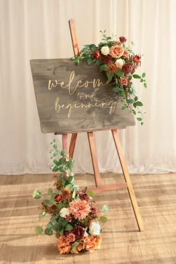 Deluxe Combo Set Flower Sign Decor in Sunset Terracotta | Clearance