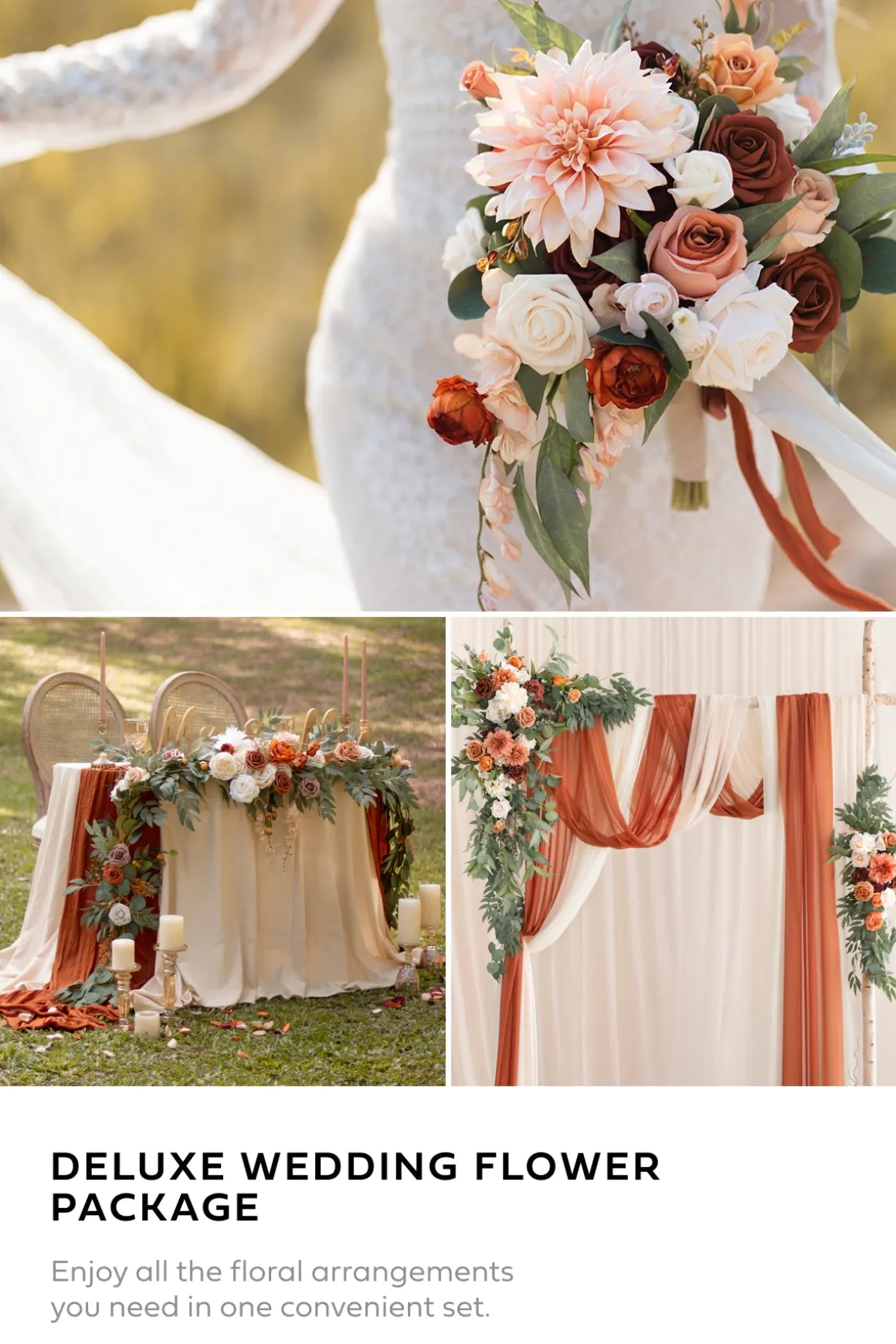Deluxe Wedding Flower Package in Sunset Terracotta