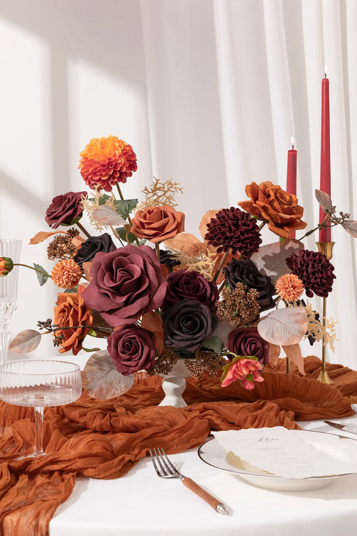 DIY Designer Flower Boxes in Burgundy & Burnt Orange