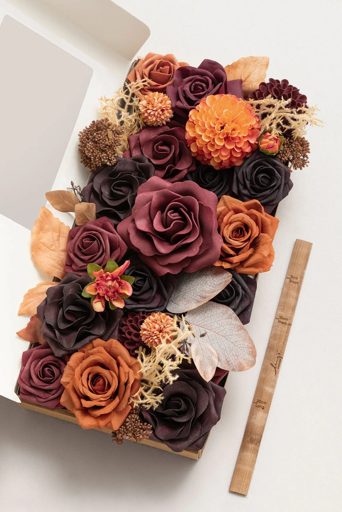 DIY Designer Flower Boxes in Burgundy & Burnt Orange
