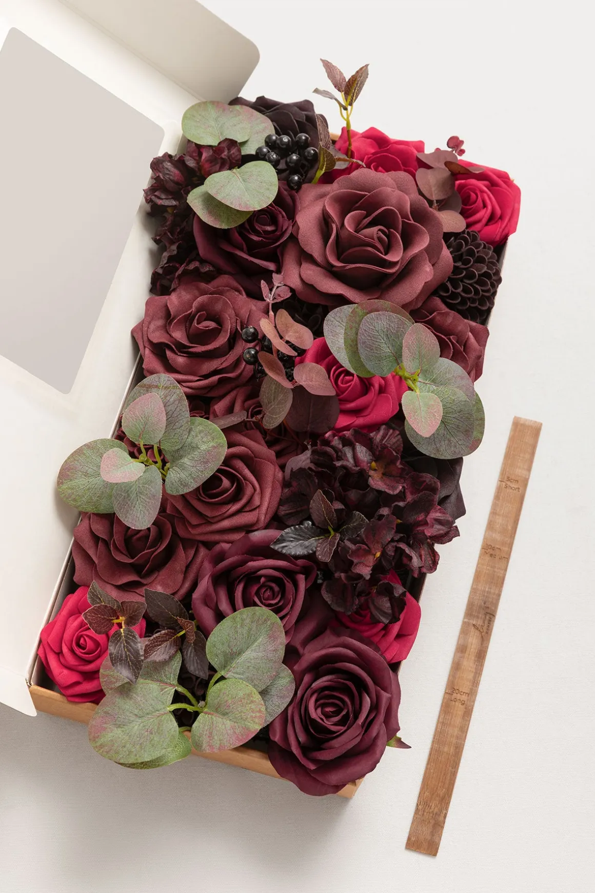 DIY Designer Flower Boxes in Burgundy & Black Baccara (Deluxe Box)
