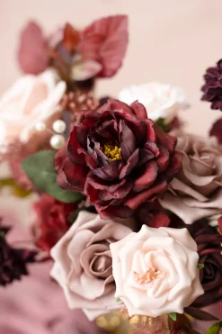 DIY Designer Flower Boxes in Burgundy & Dusty Rose