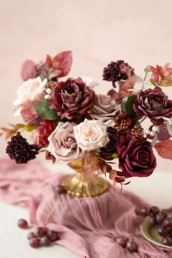 DIY Designer Flower Boxes in Burgundy & Dusty Rose